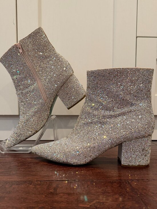 Betsey Johnson Shoes - Betsey Johnson Silver Metallic Kyla Ankle Boots Size 9.5 GUC